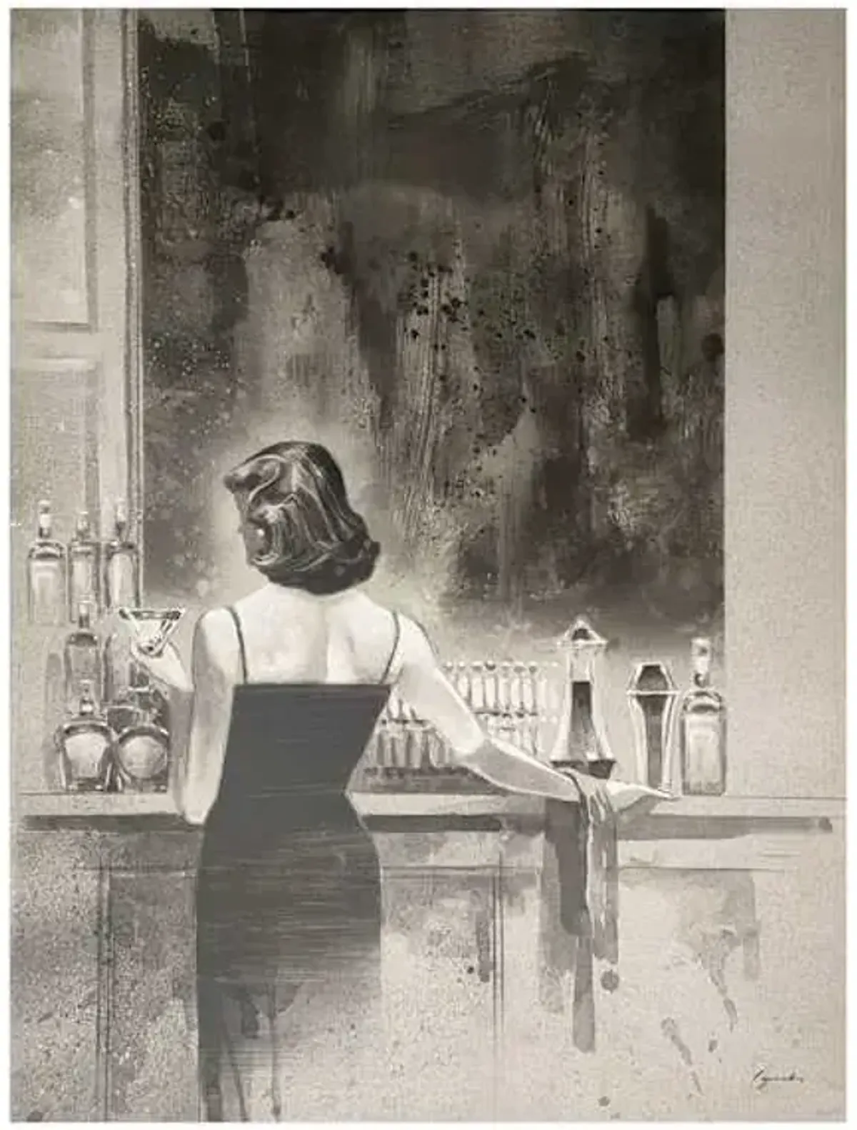 Lady At The Bar Canvas Wall Art, 30x40