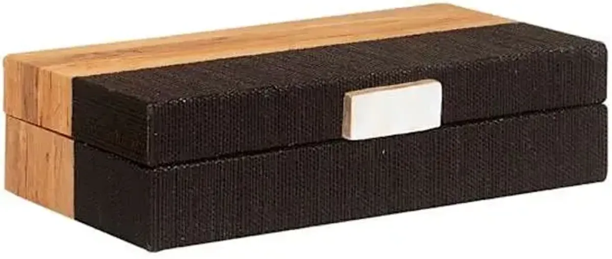 Black Water Hyacinth Decorative Box, 11x3