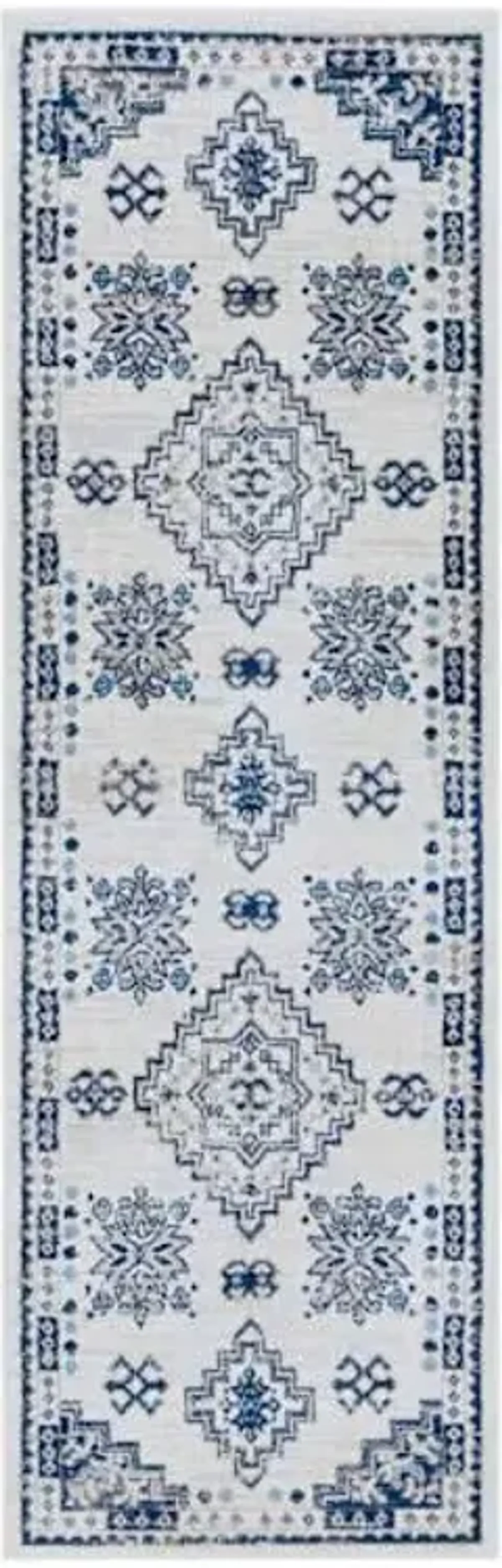 (D496) Roma Blue Medallion Runner, 2x7