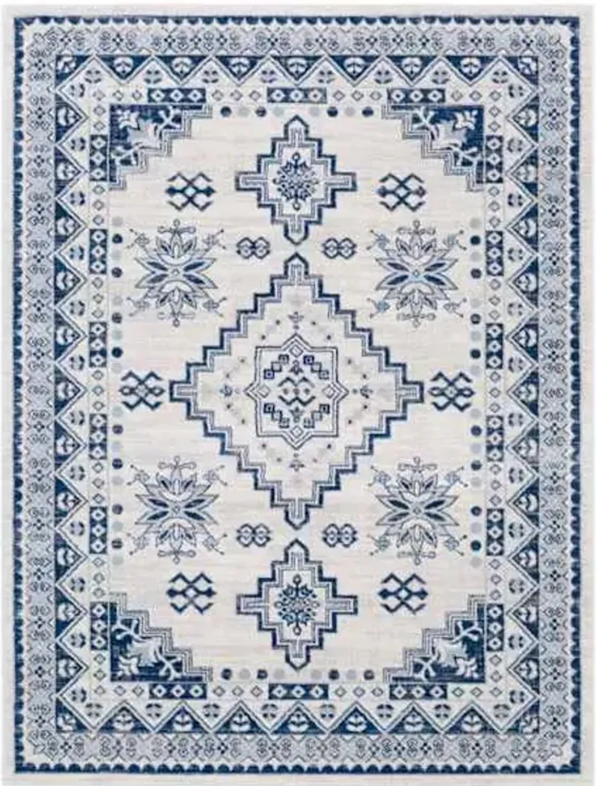 (D496) Roma Blue Medallion Area Rug, 8x10