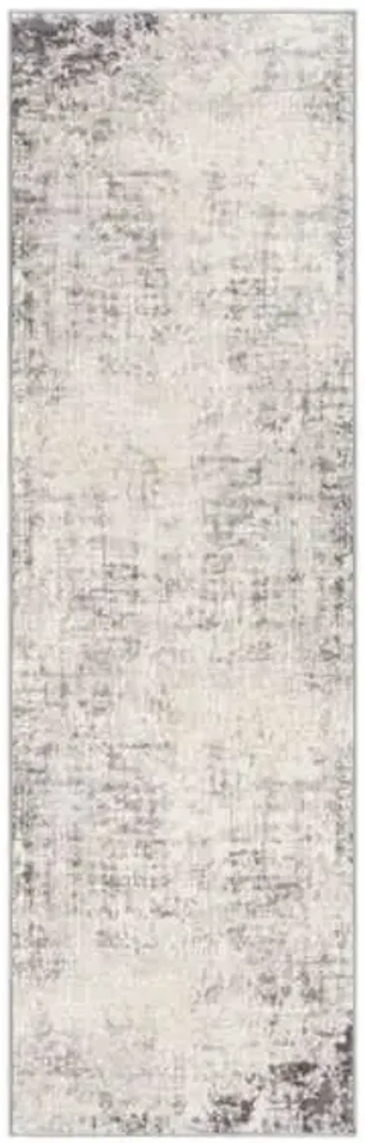 (D498) Crosby St. Roma Grey Abstract Runner, 2x7