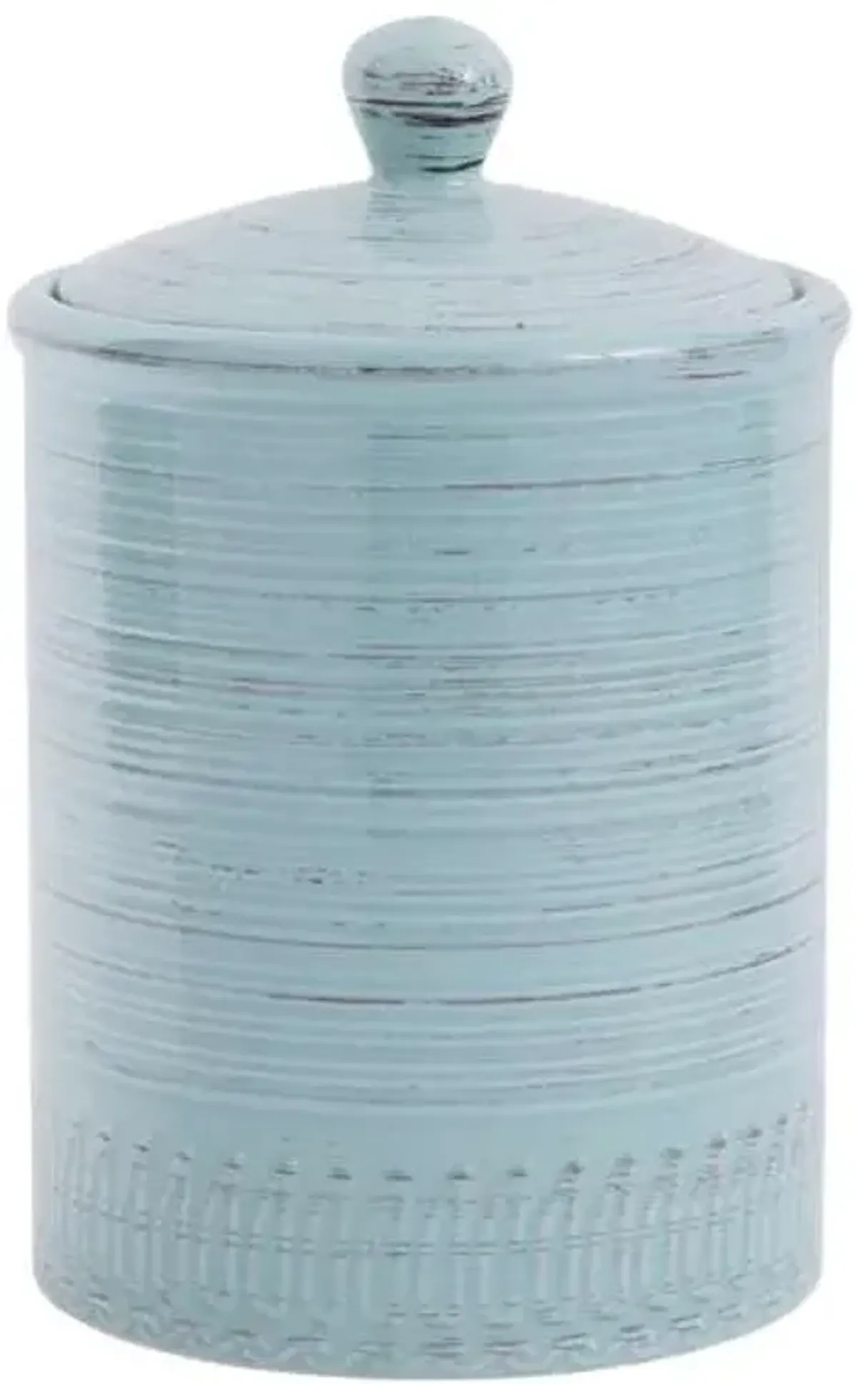 Distressed Aqua Canister, 10"