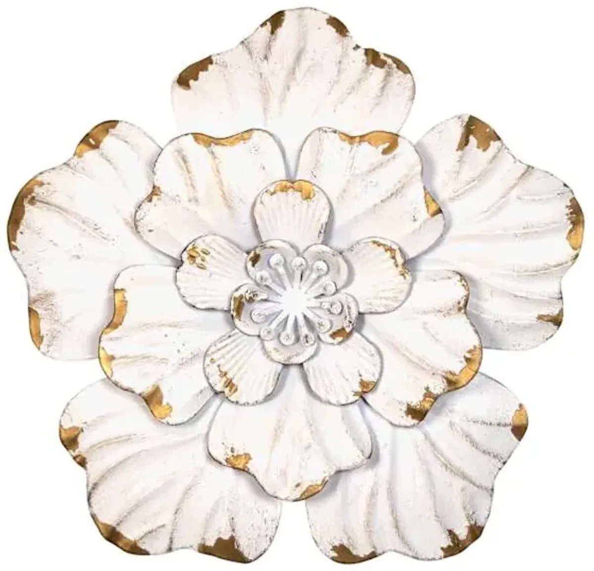 White Metal Flower Wall Art, 6"