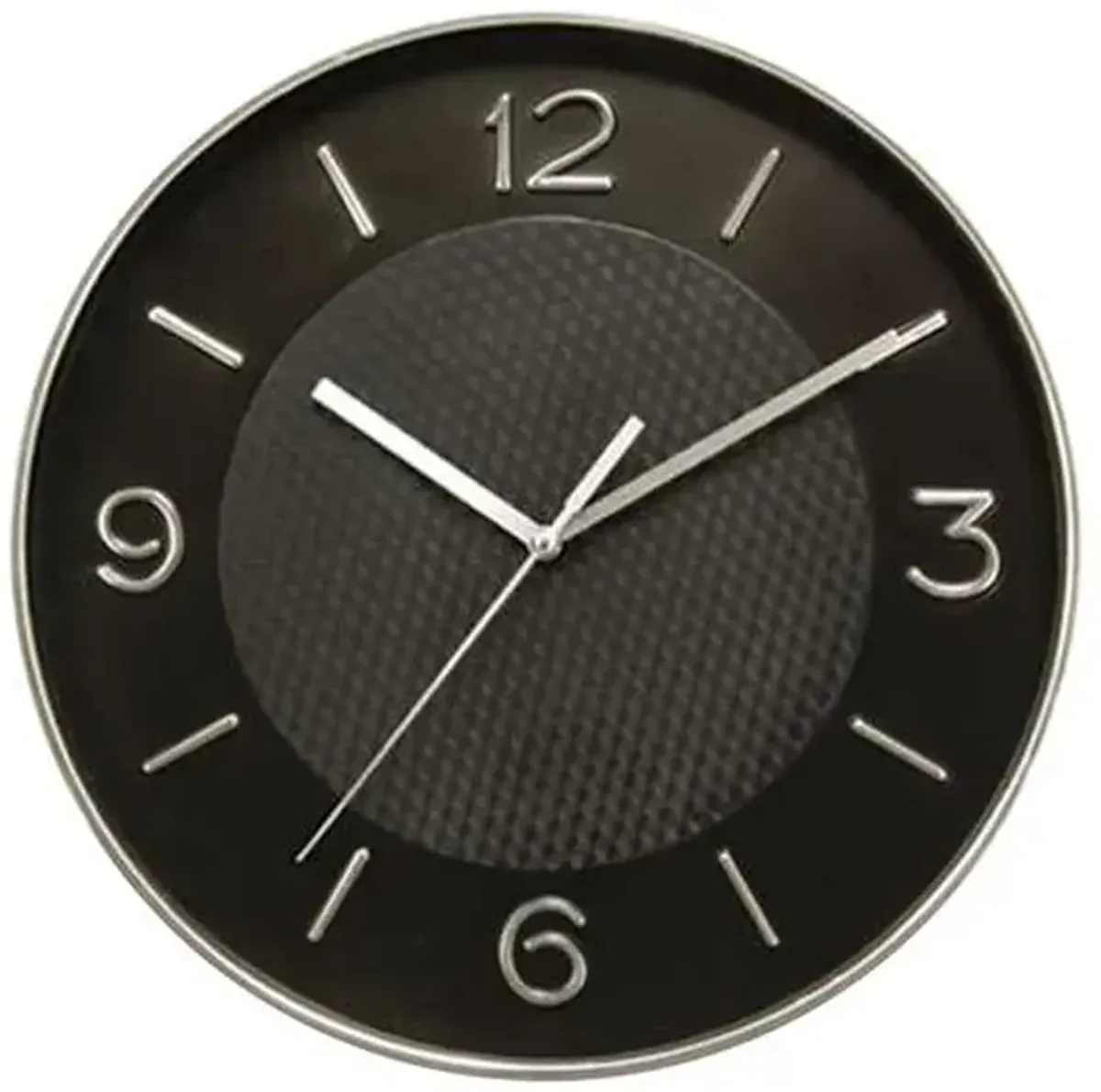 Black Accent 3D Dial Round Wall Clock, 10"