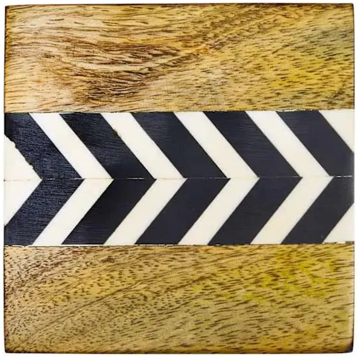 Set of 4 Black & White Arrow Wooden Coasters