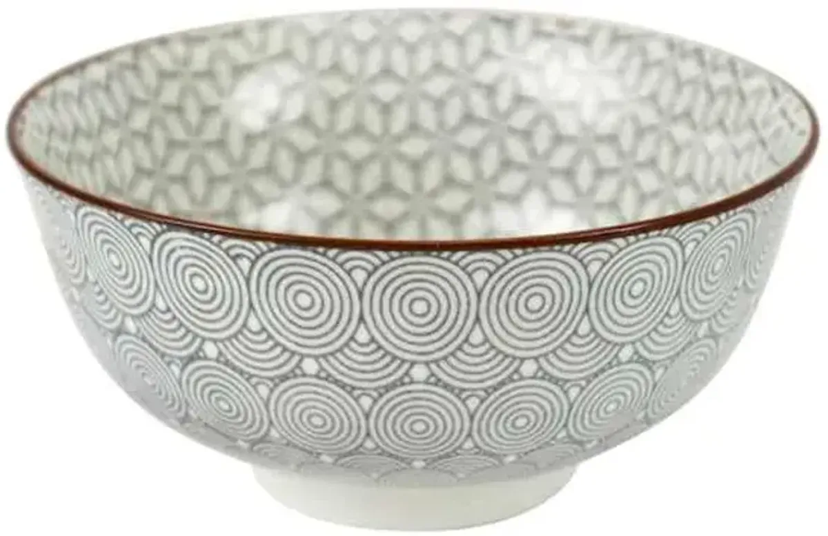 Grey Circles Porcelain Bowl, 4.5"