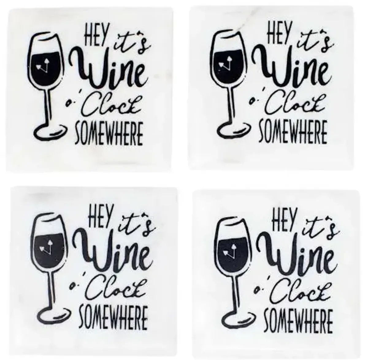 Set of 4 It's Wine O' Clock Round Edge Stoneware Coasters