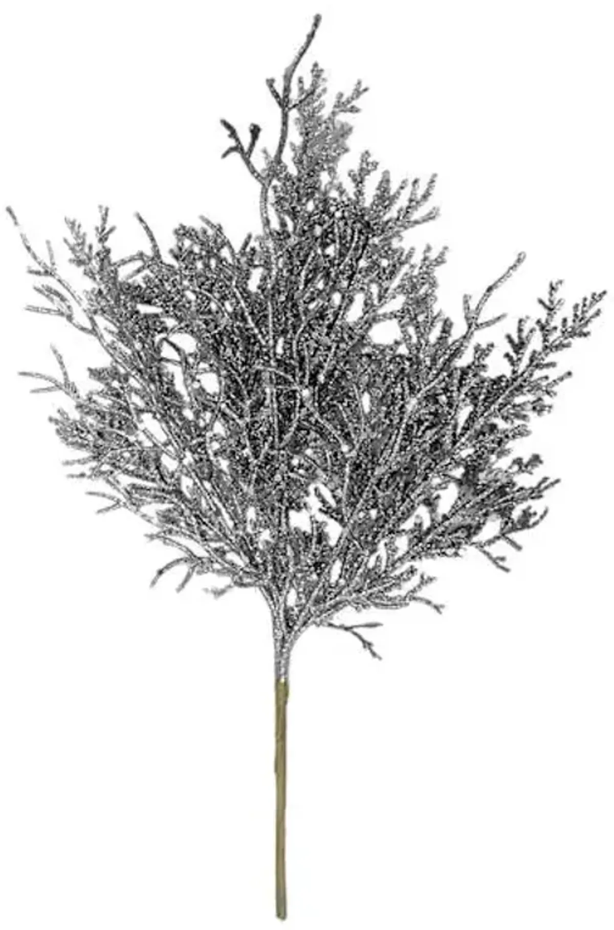 Silver Glittered Coral Pick, 13"