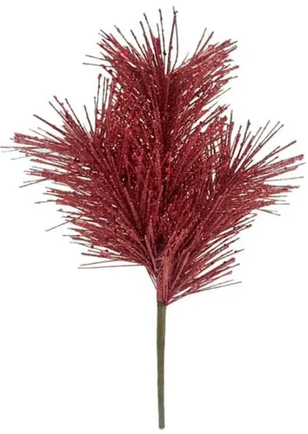 3-Head Red Glittered Pine Pick, 11"