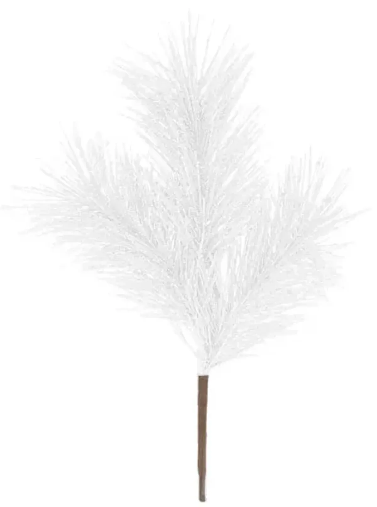 3-Head White Glittered Pine Pick, 11"