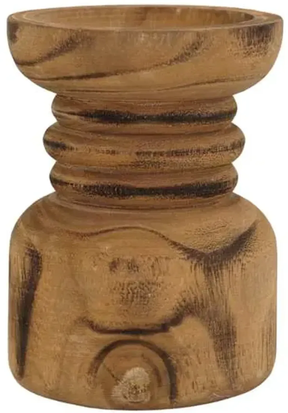 Natural Wood Pillar Candle Holder, 6"