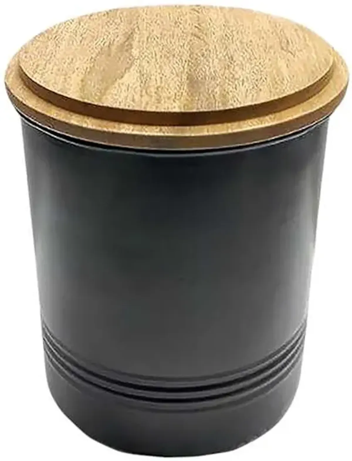 Black Canister with Wood Lid, Large