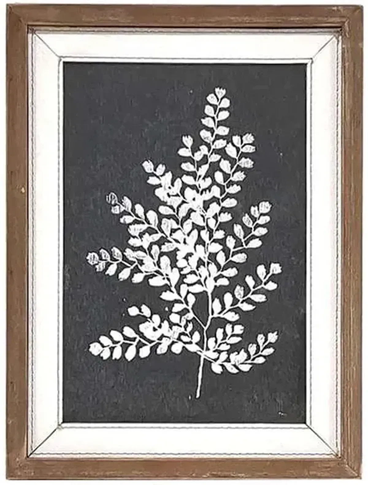 Honeybloom Glass Framed Black & White Fern Silhouette Wall Art, 12x16