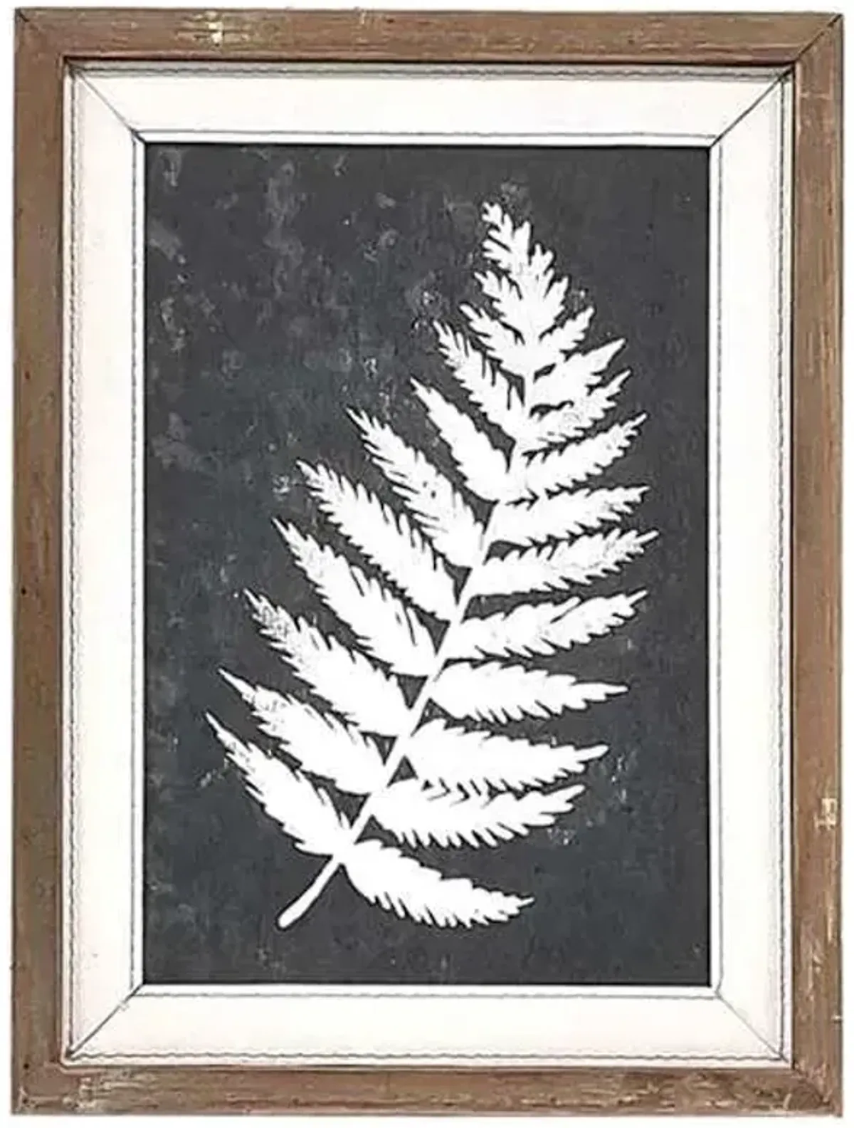 Honeybloom Glass Framed Black & White Fern Silhouette Wall Art, 12x16