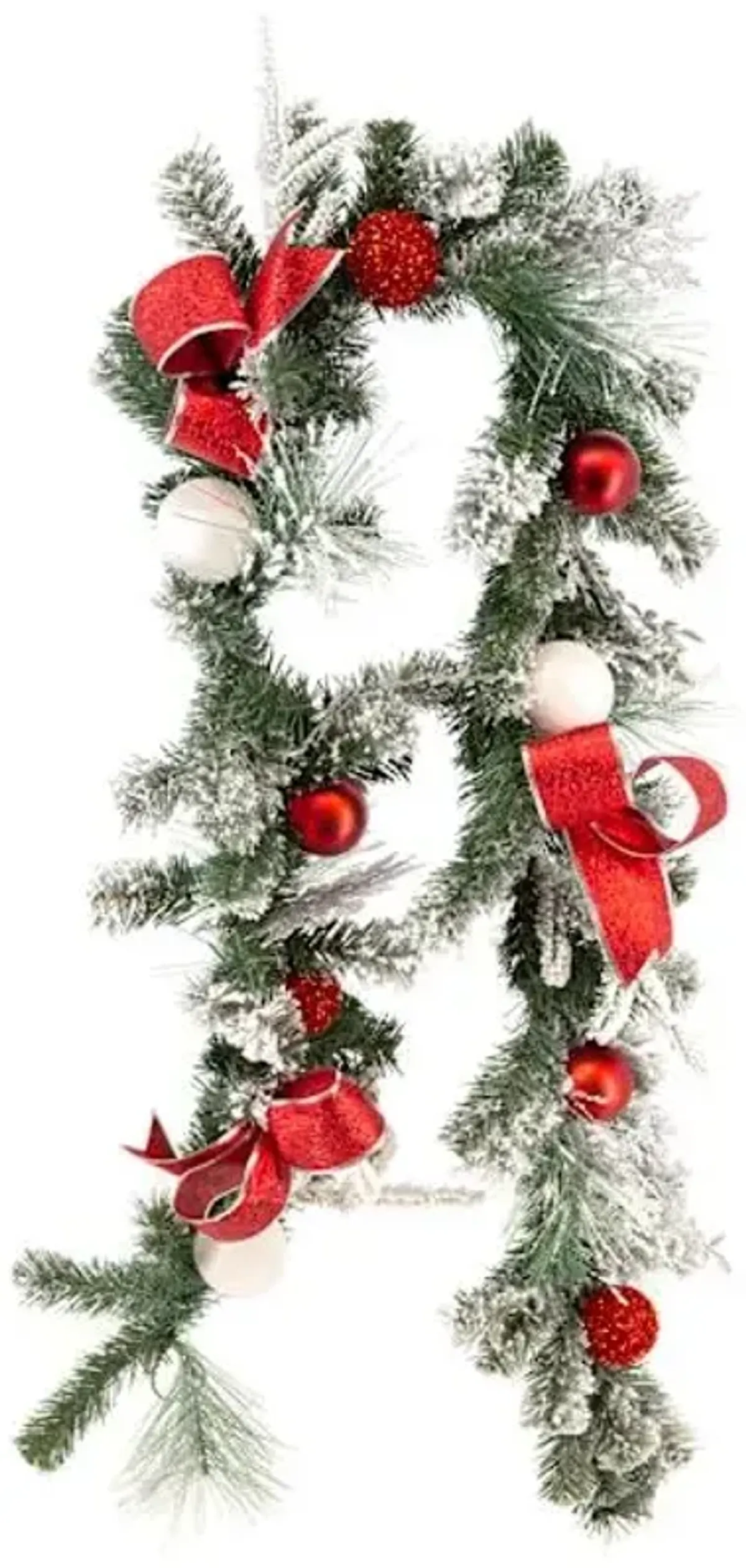 Red & White Ornament, Berry & Pine Garland, 6'