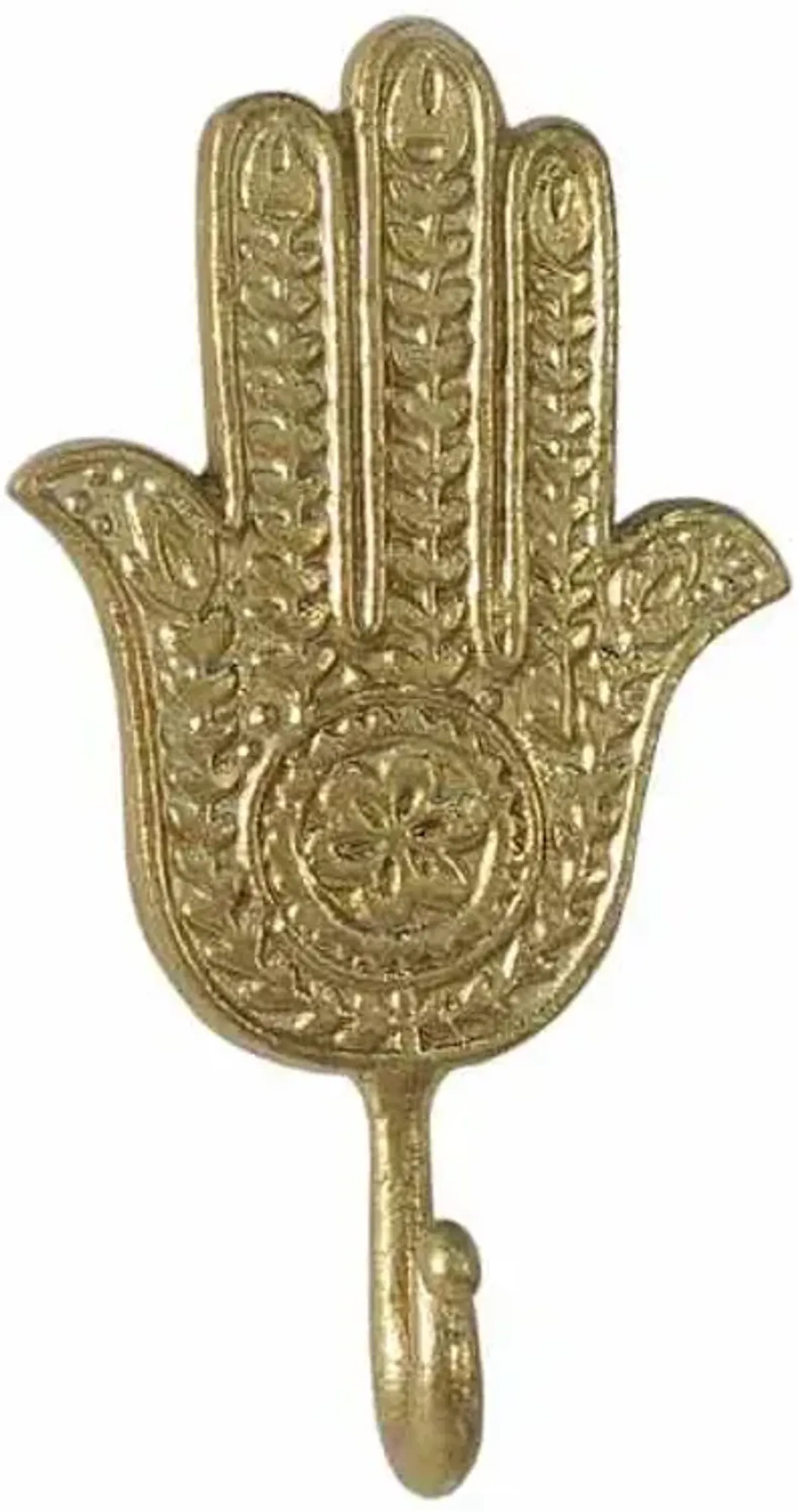 Hamsa Gold Metal Wall Hook, 4x8