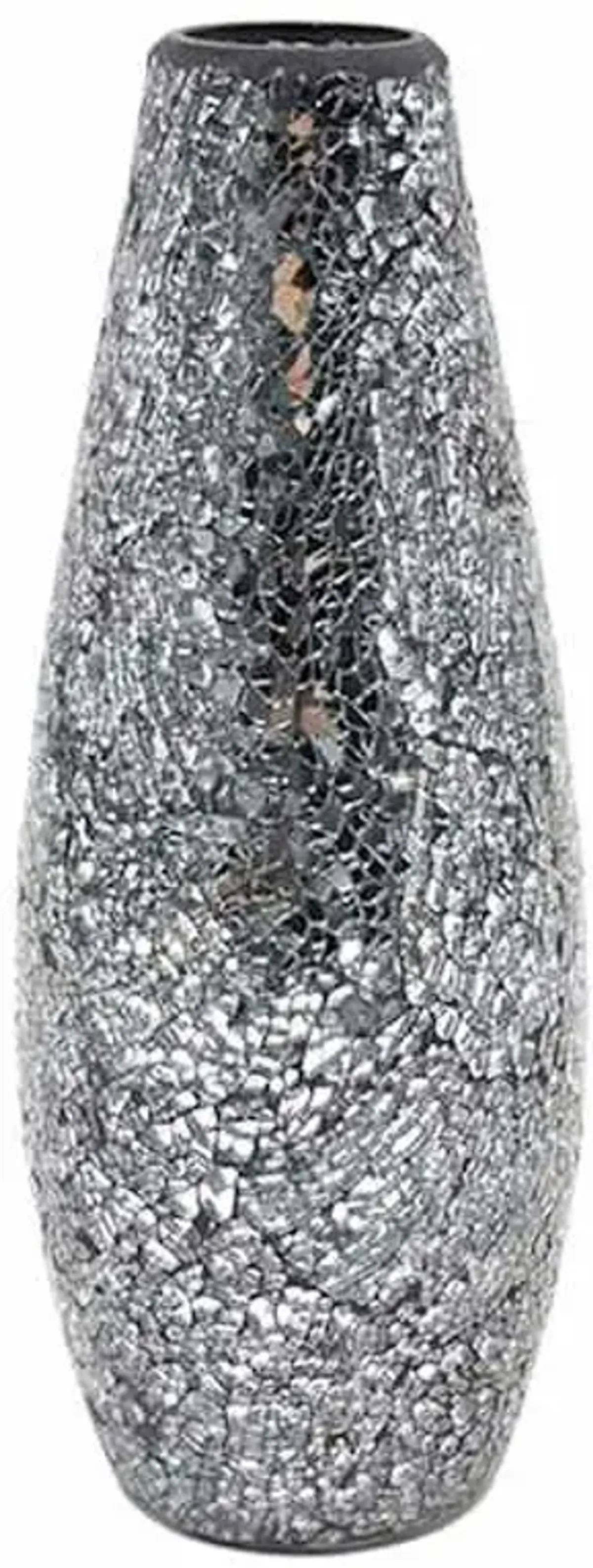 Metallic Mosaic Glass Vase, 12"