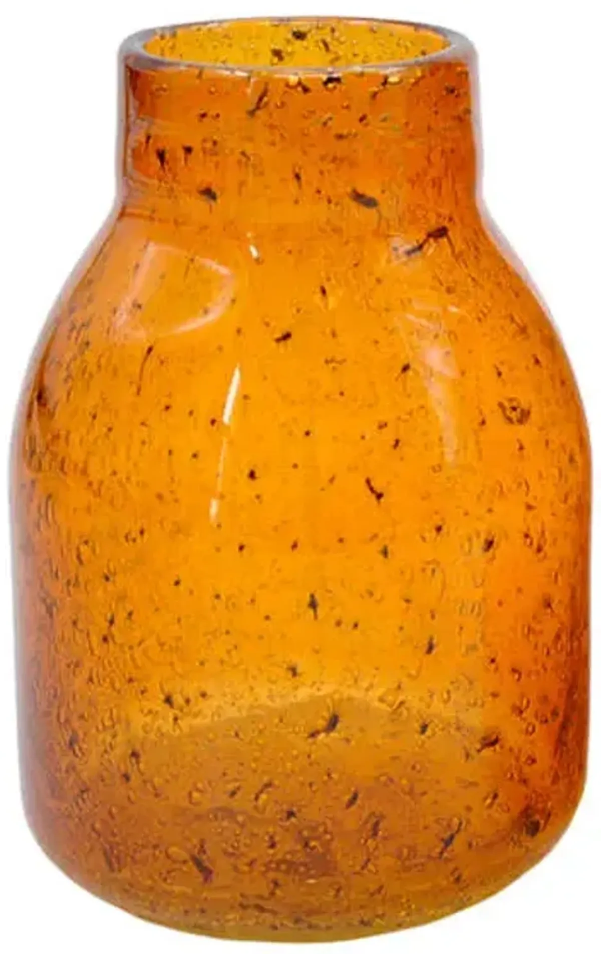 Amber Glass Round Vase, 7"