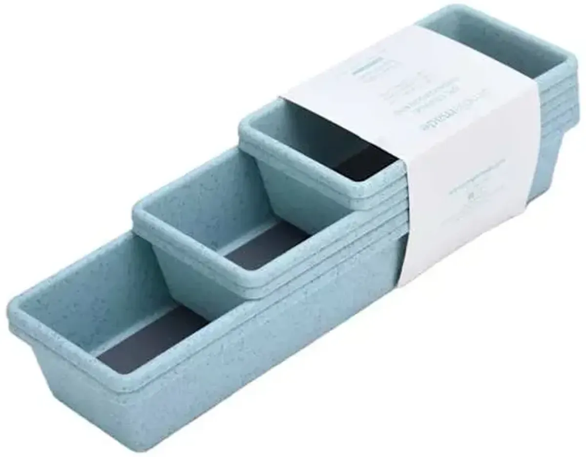 Set of 6 Non-Slip Drawer Organizer Bins, Mint Green