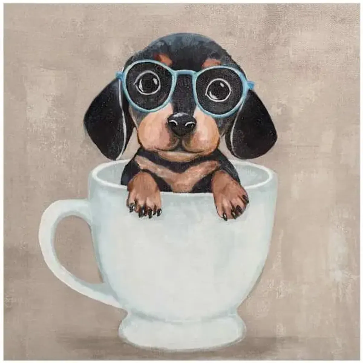 Tea Cup Pup Canvas Wall Art, 12"