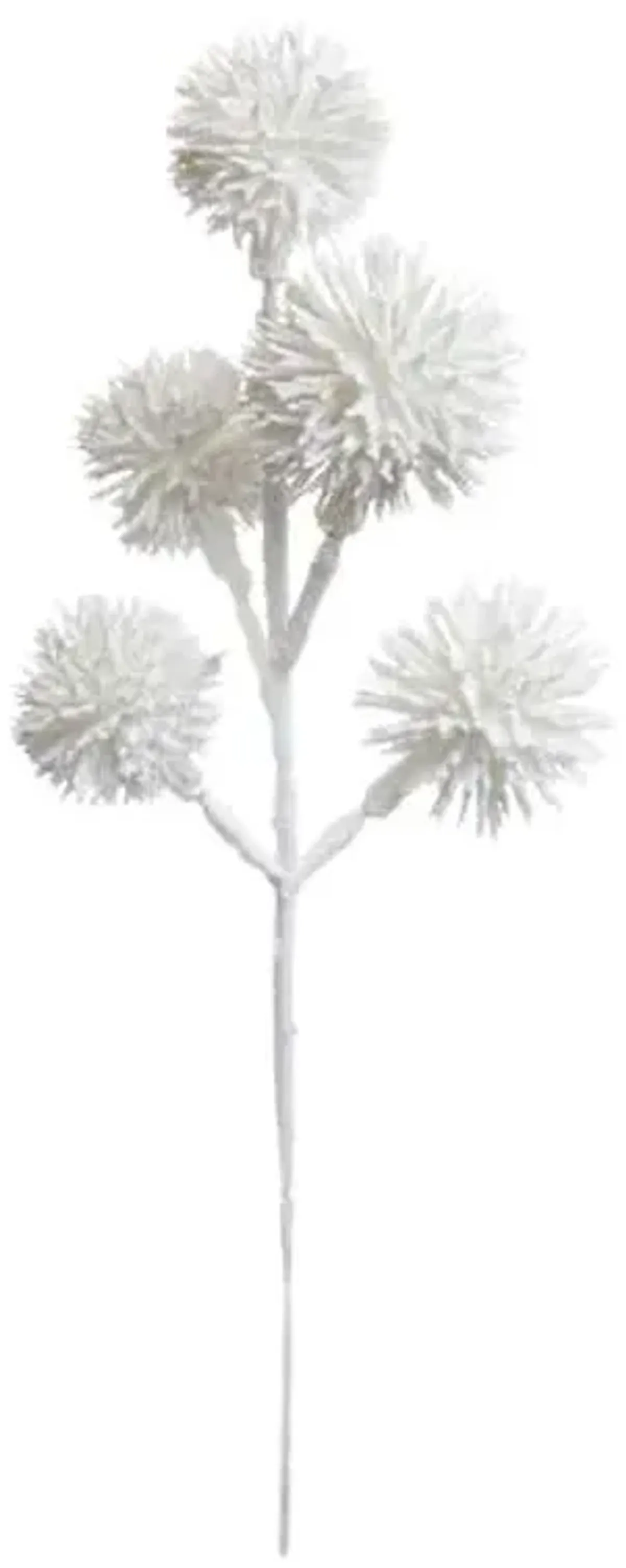 White Glittered Thistle Pick, 9"