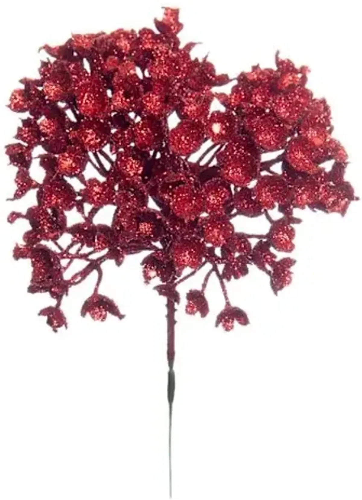 Red Glittered Queen Ann's Lace Ornament Pick, 8"