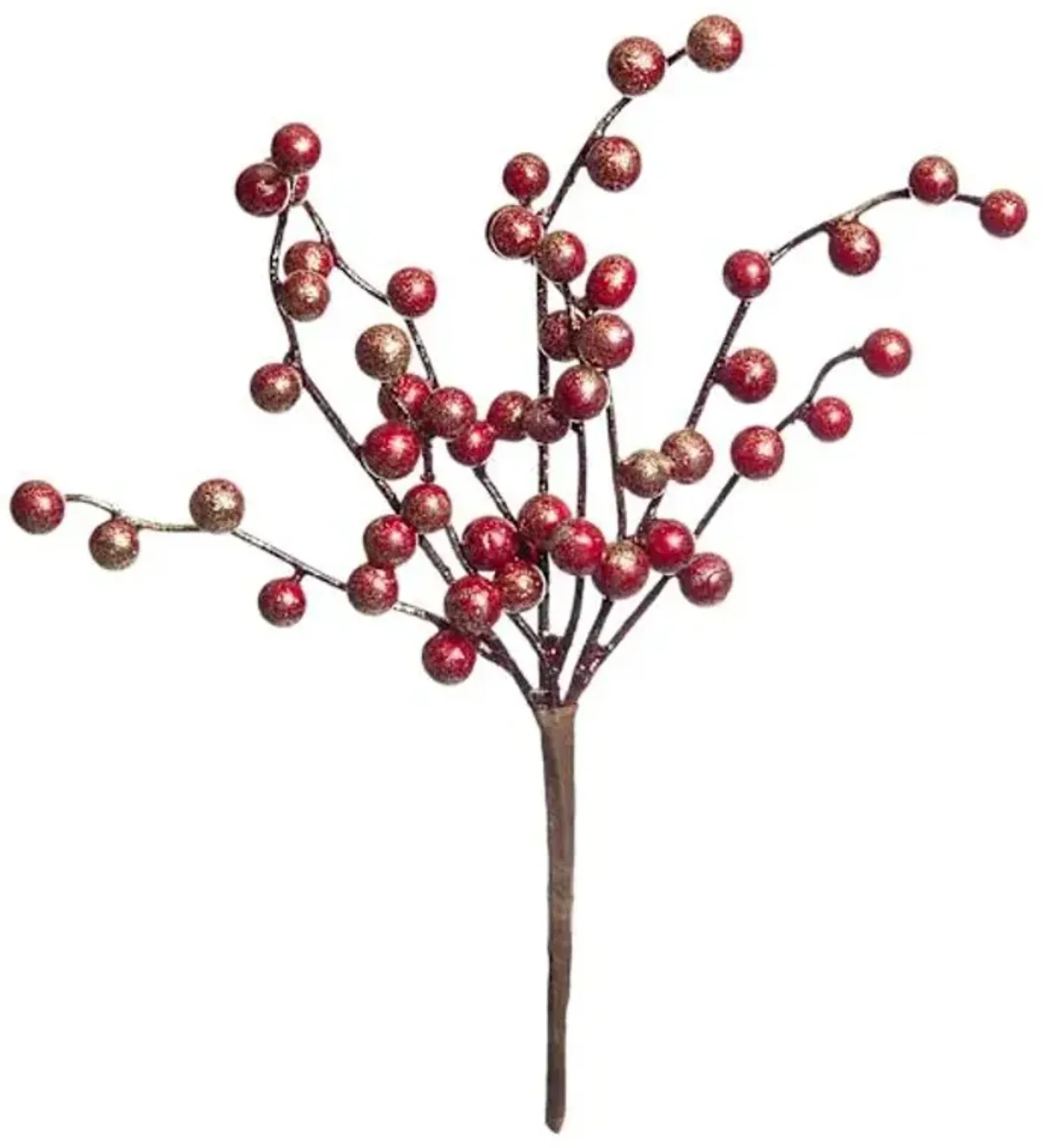 Red Glittered Berry Pick, 12"