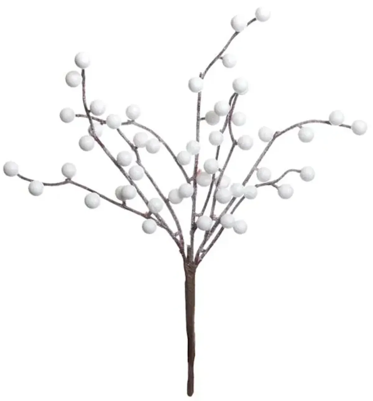 White Glittered Berry Pick, 12"