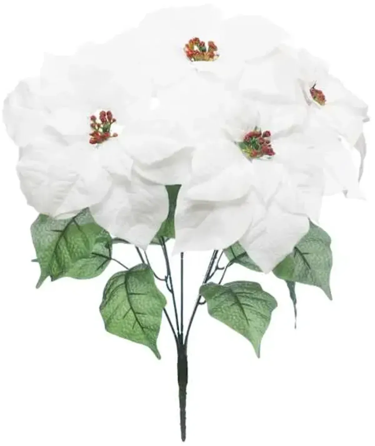 White Velvet Poinsettia Floral Spray, 18"