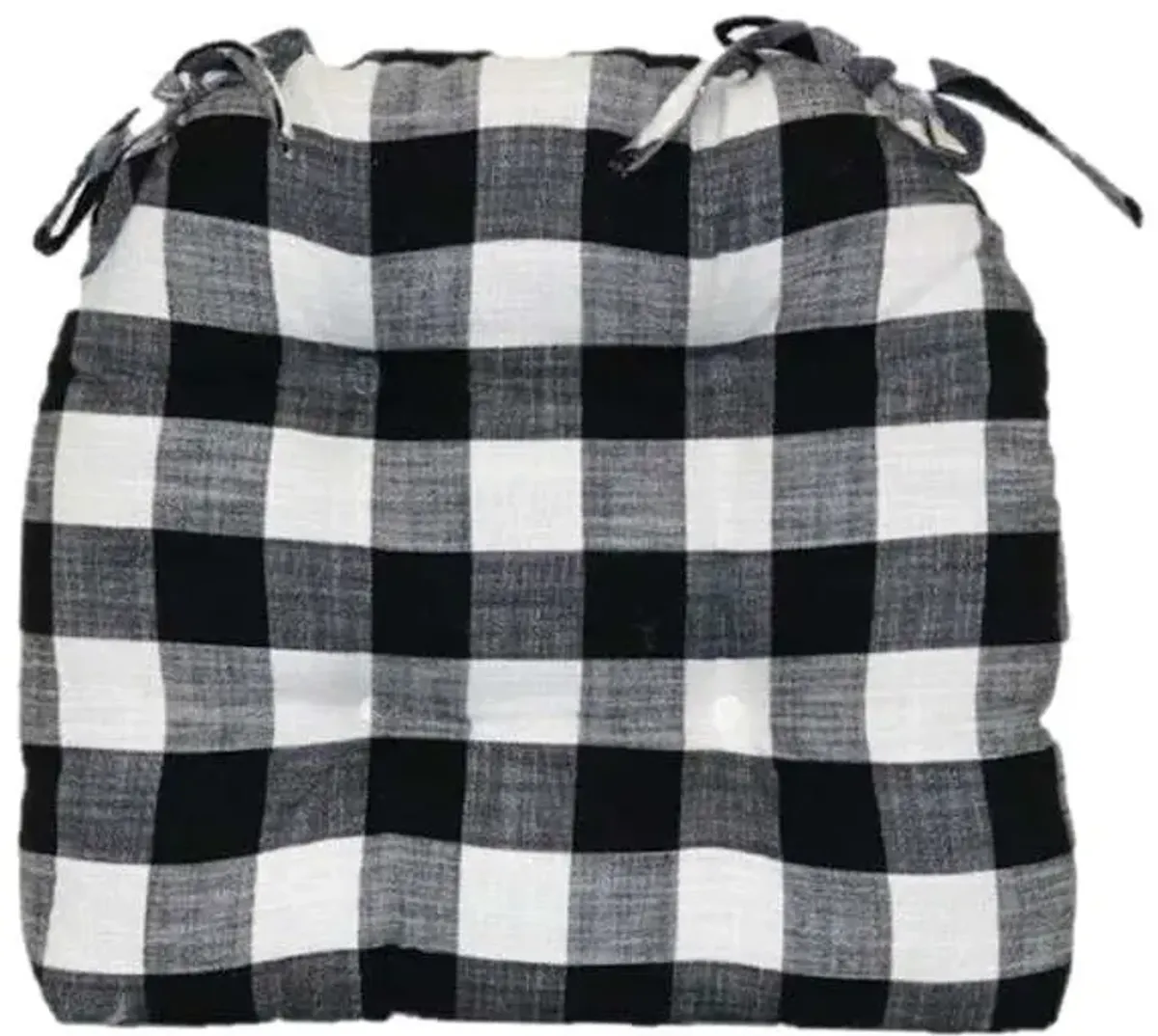 Black Cotton Buffalo Check Dining Chair Cushion