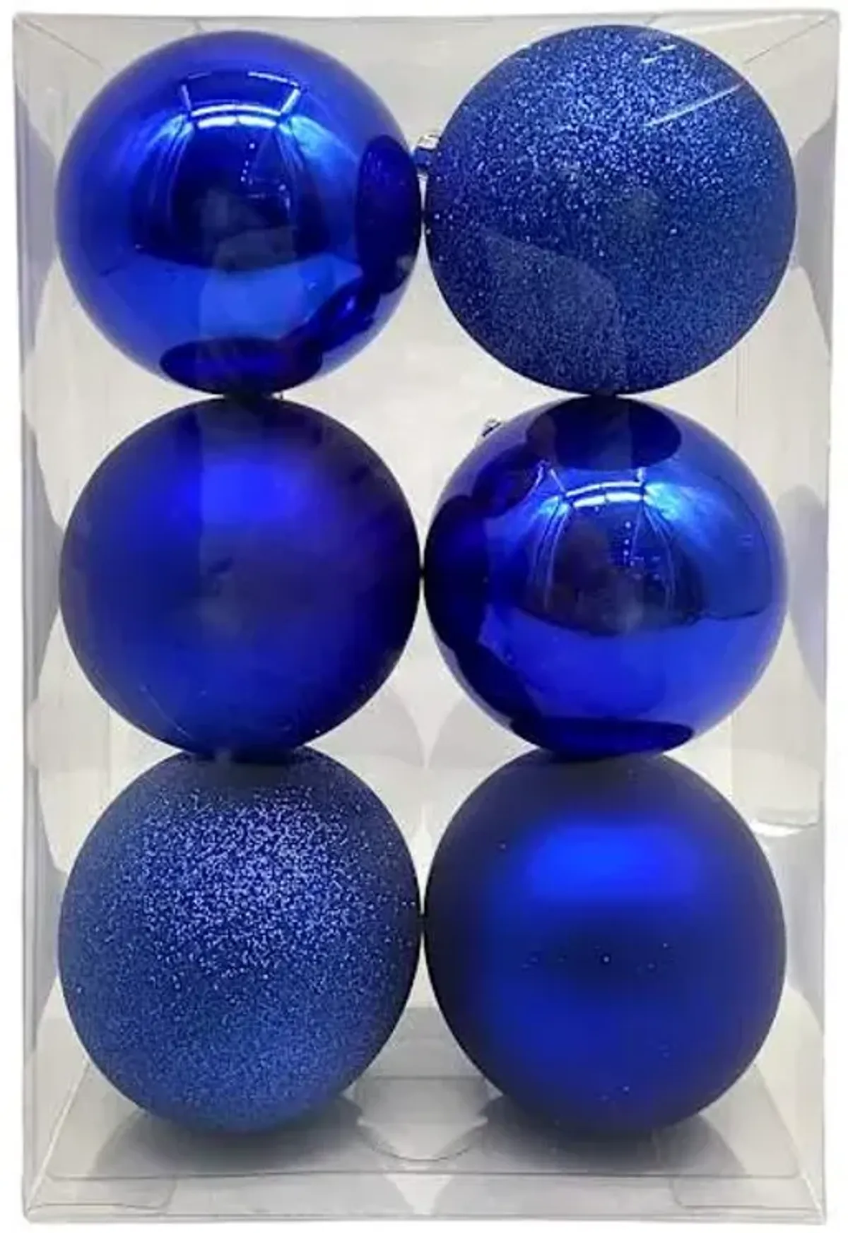 6-Count Blue Mix Shatterproof Ornaments, 100mm