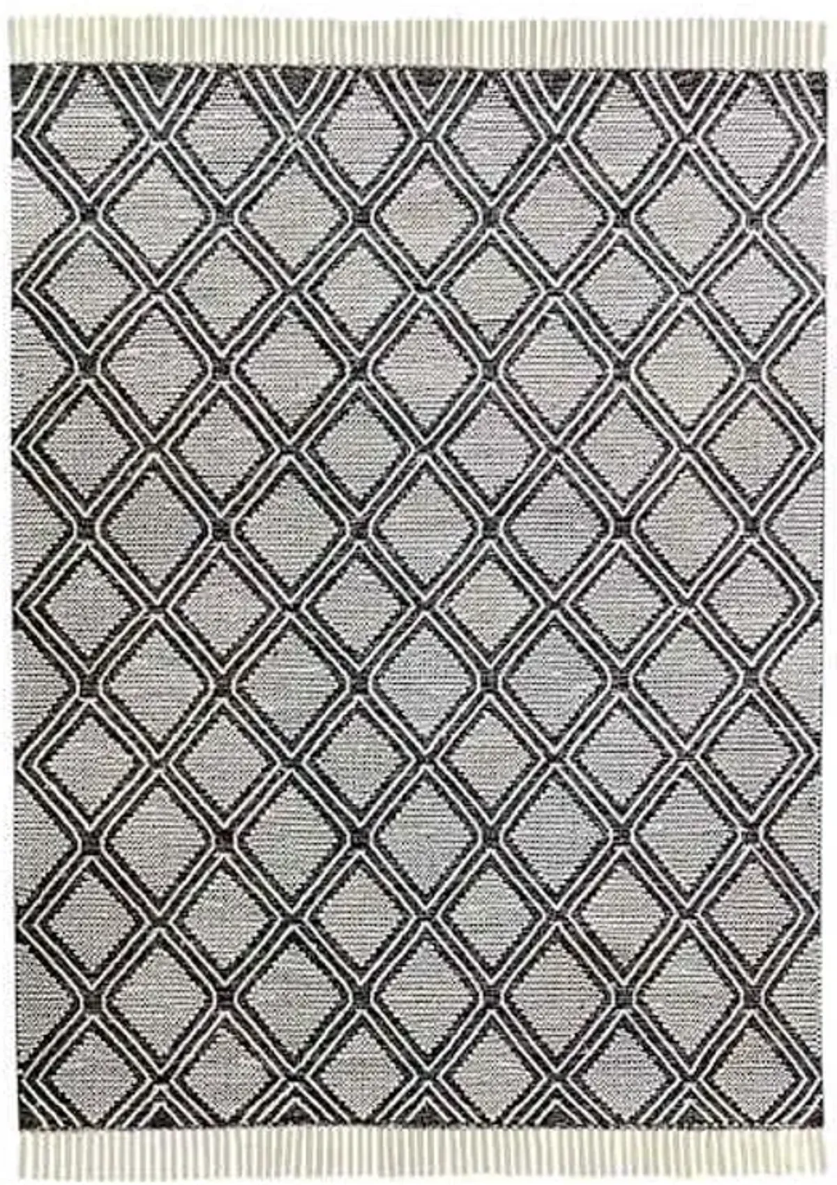 (B709) Goa Black Diamond Design Area Rug, 7x9