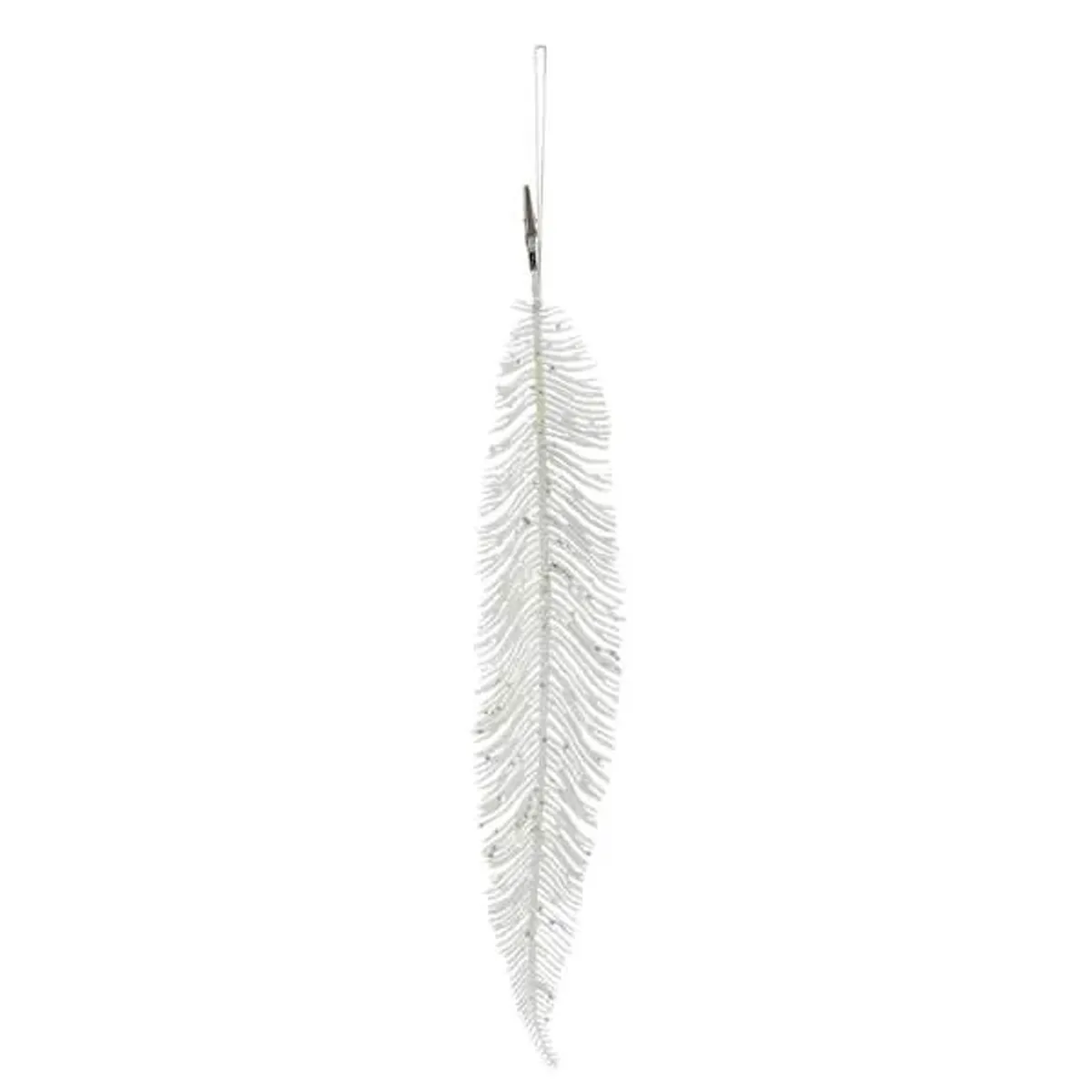 White Glittered Leaf Clip Ornament, 20"