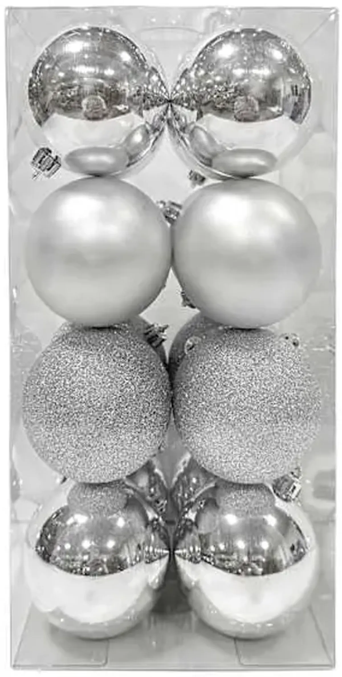 16-Count Silver Mix Shatterproof Ornaments, 70mm