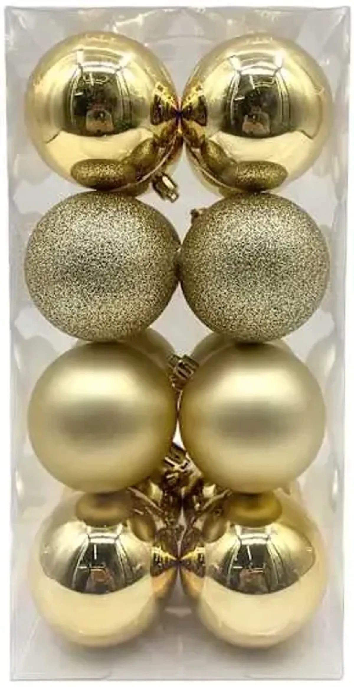 16-Count Gold Mix Shatterproof Ornaments, 70mm