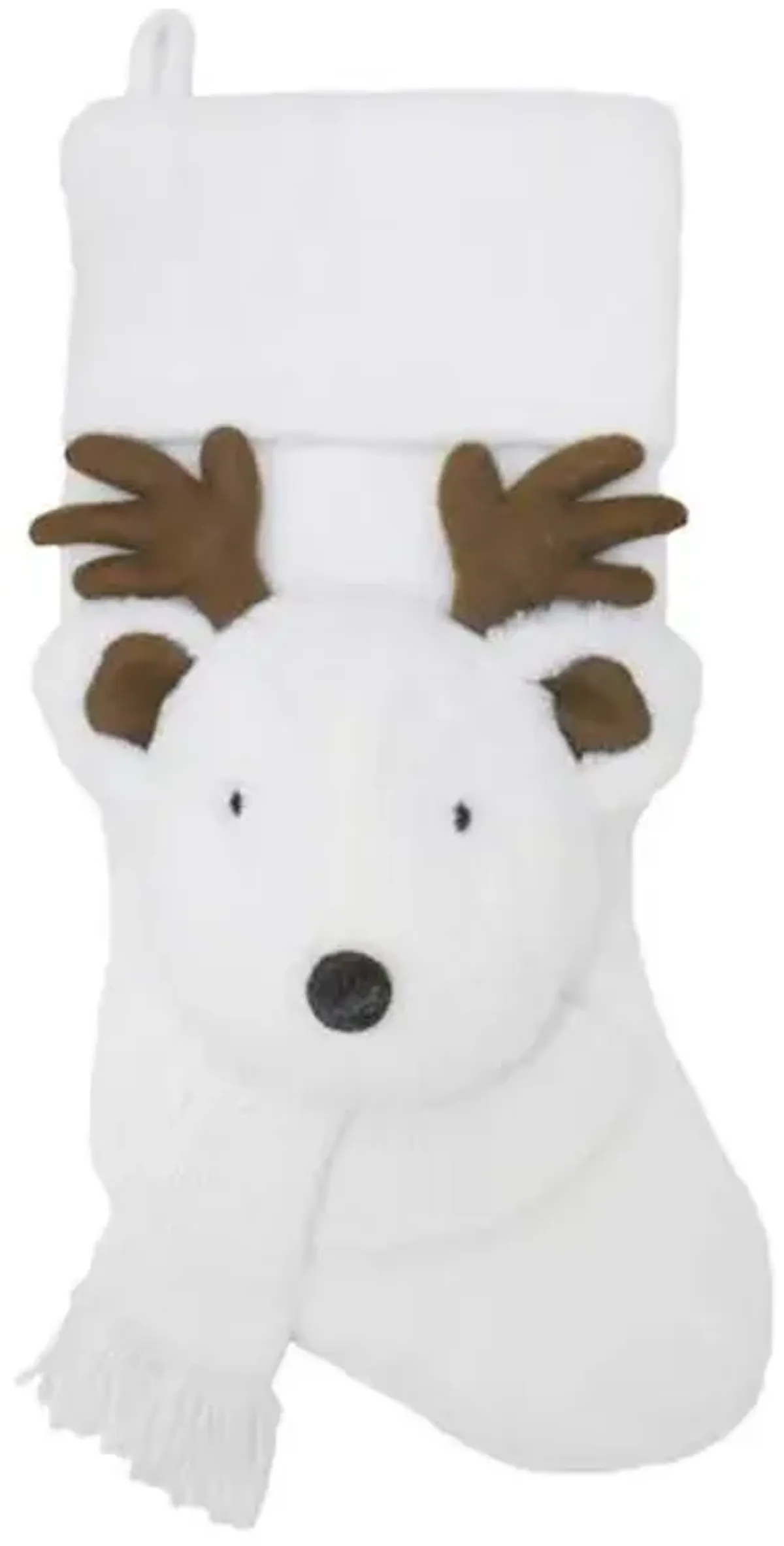 White Deer Plush Stocking, 19"