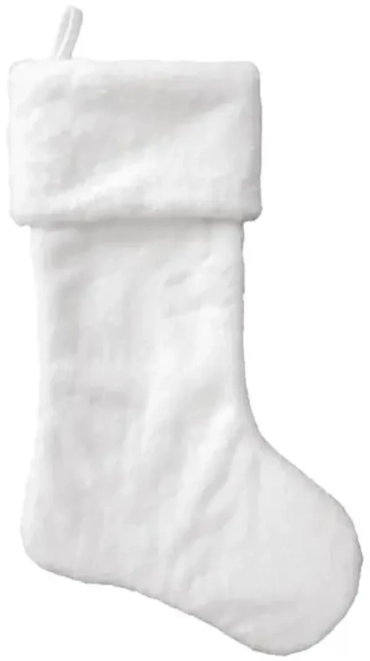 White Faux Fur Pom-Pom Stocking, 19"