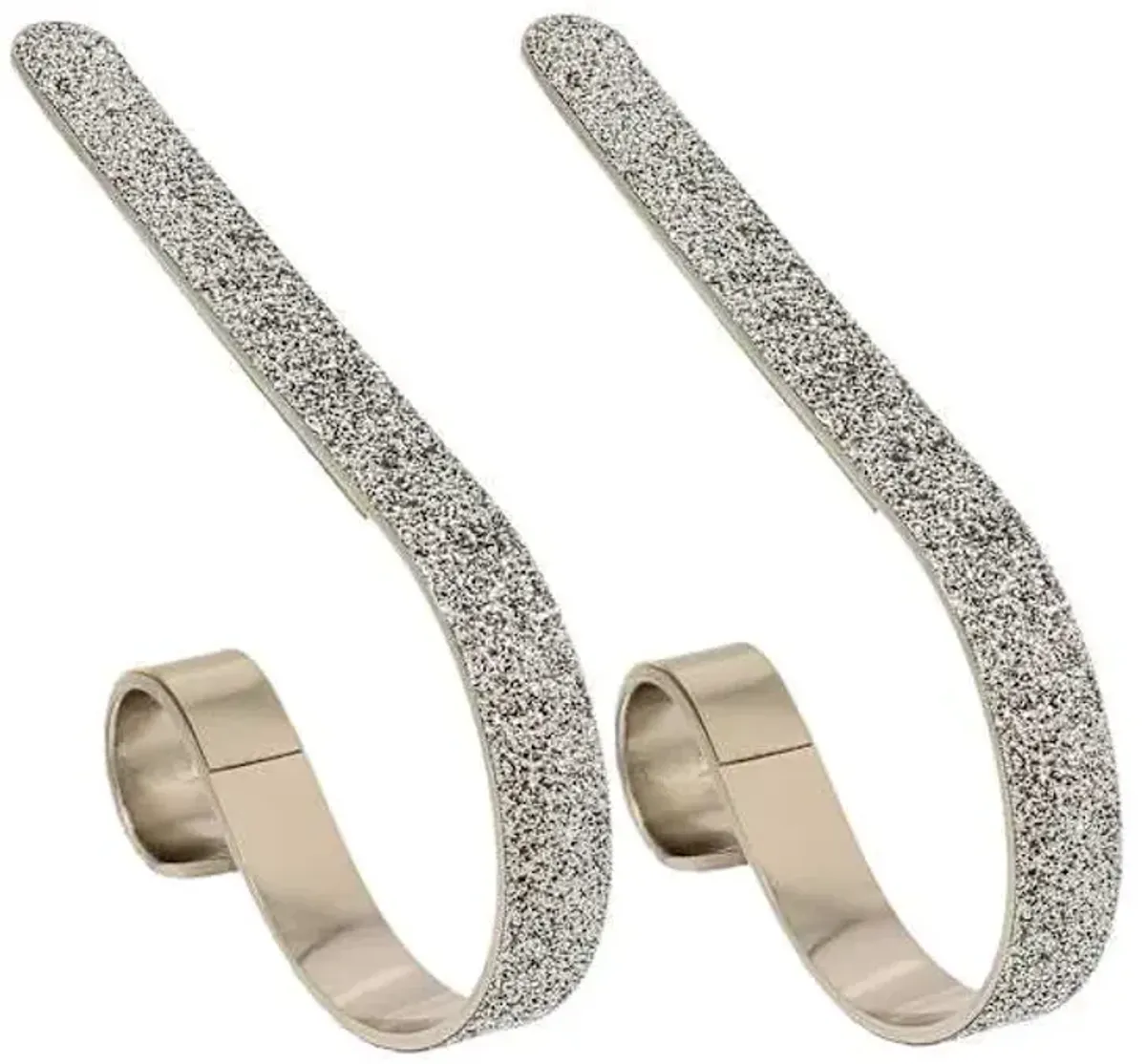 Set of 2 Silver Glittered Mantle Clip Stocking Holders