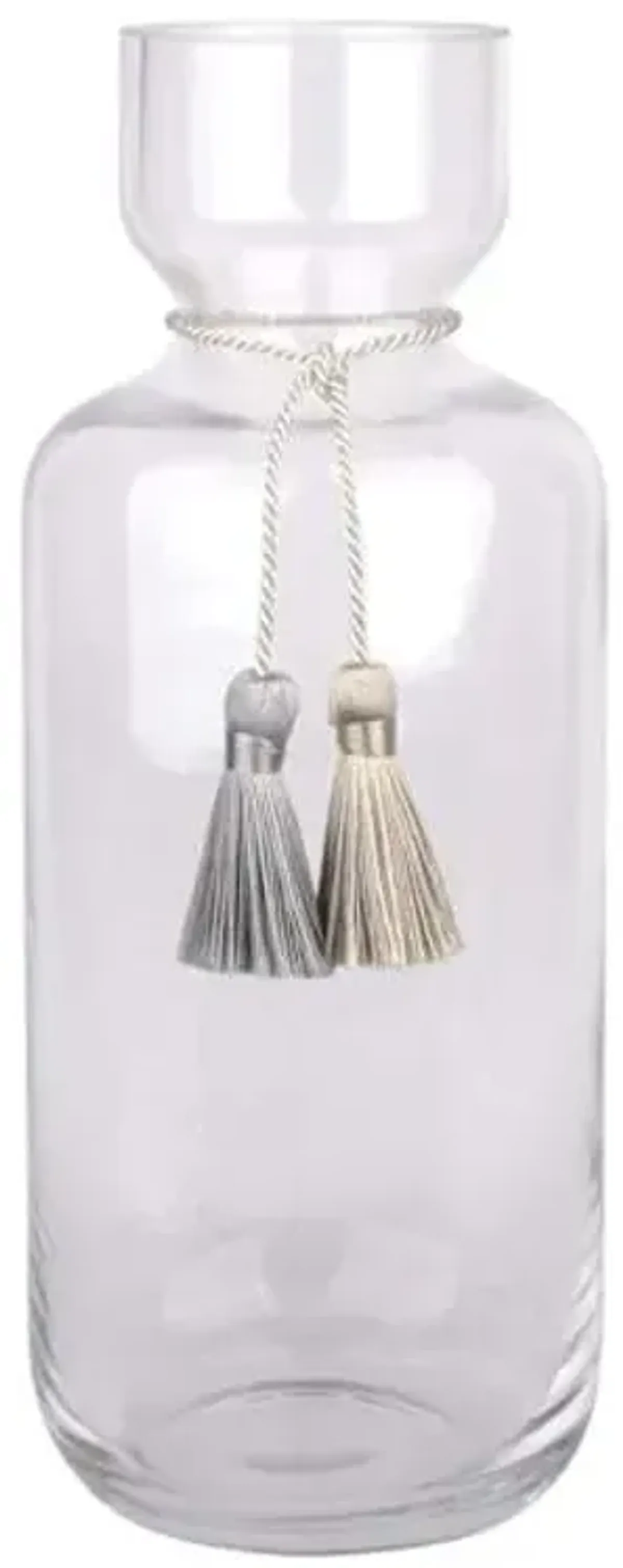 Clear Glass Vase with Tassels, 10"