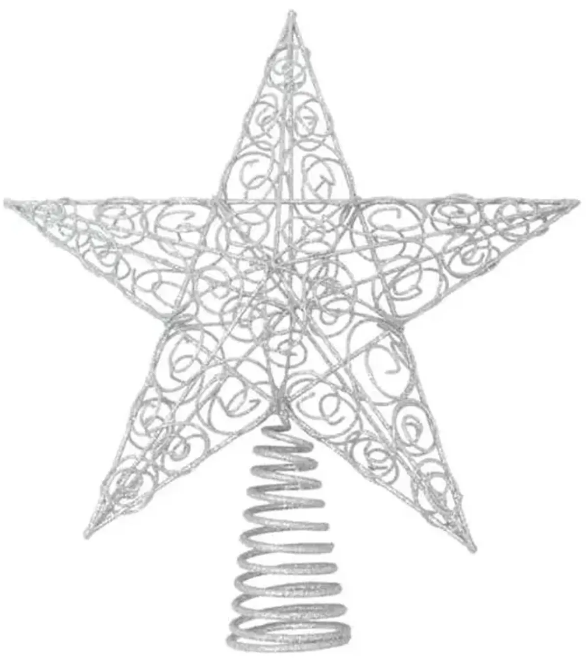 Silver Glittered Star Tree Topper, 11.5"