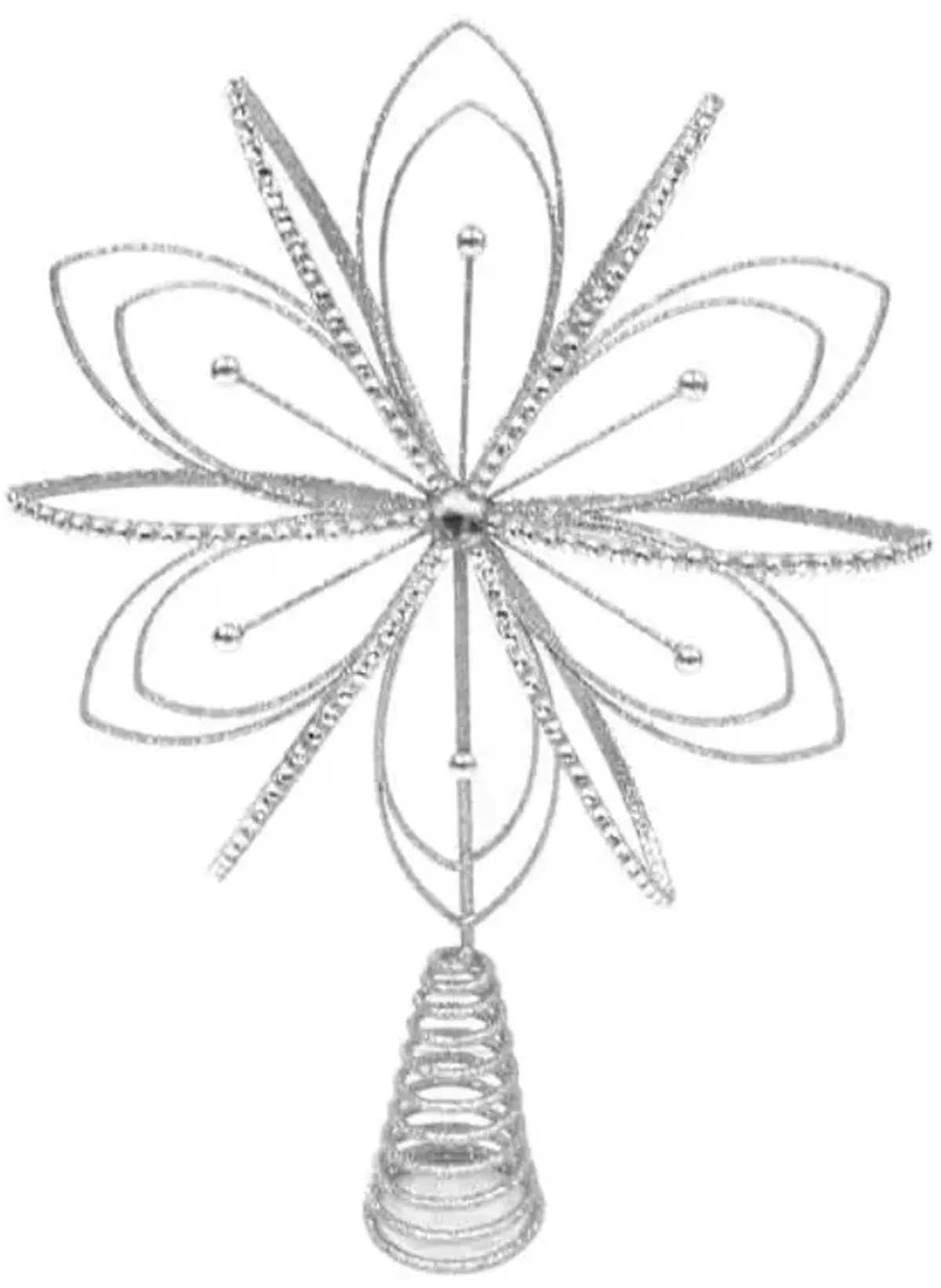 Blue Silver Gem Flower Tree Topper, 11.8"