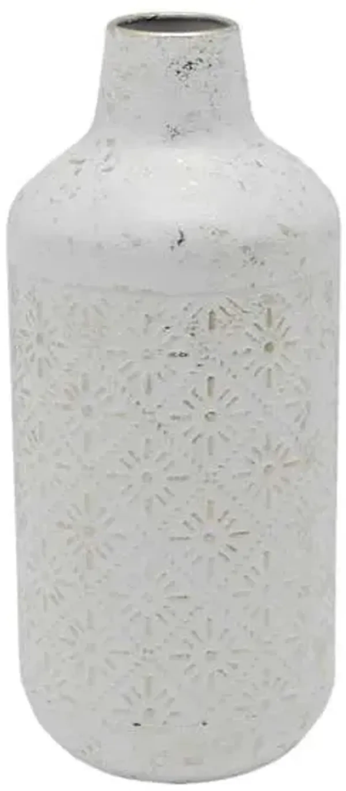 Decorative Ivory Metal Vase, 14"