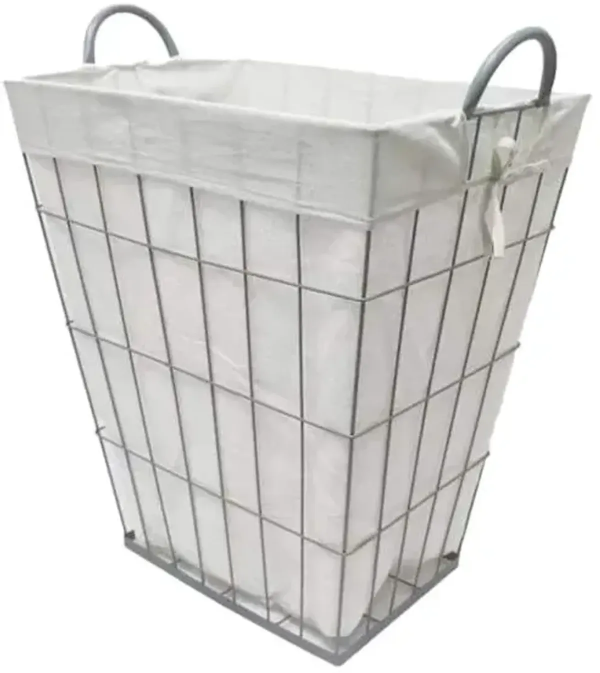 Metal Wire Grid Laundry Hamper, Cool Grey