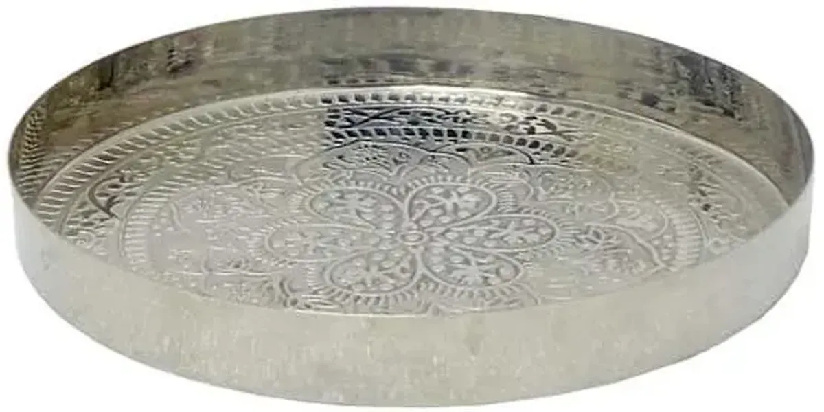 Round Iron Embossed Tray, 8"