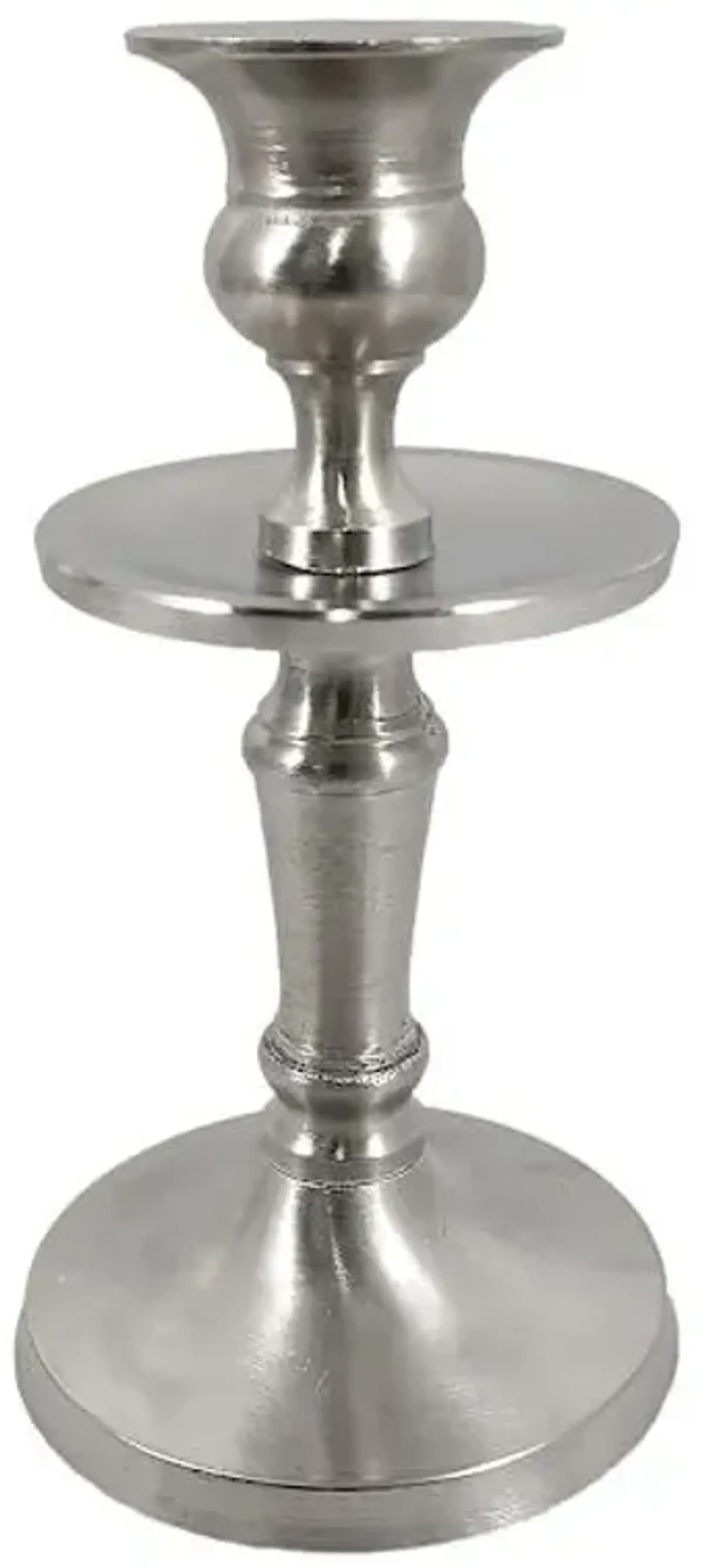 Matte Silver Taper Candle Holder, 6"