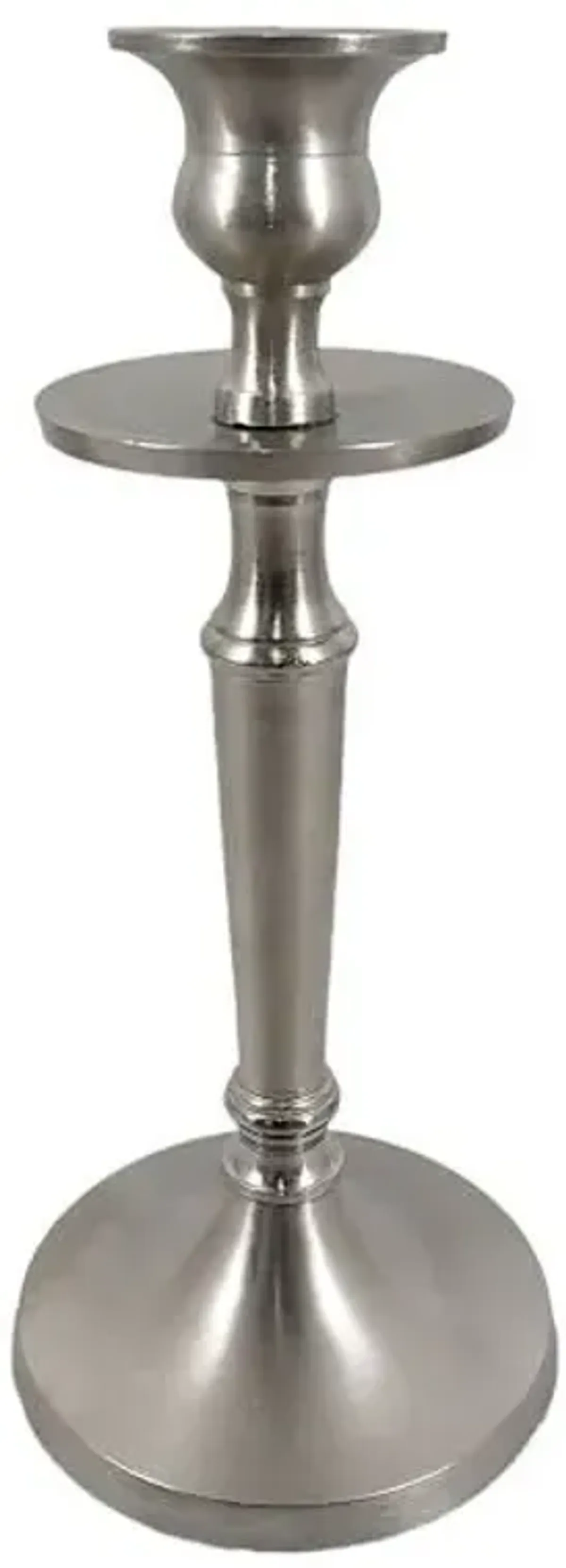 Matte Silver Taper Candle Holder, 8"