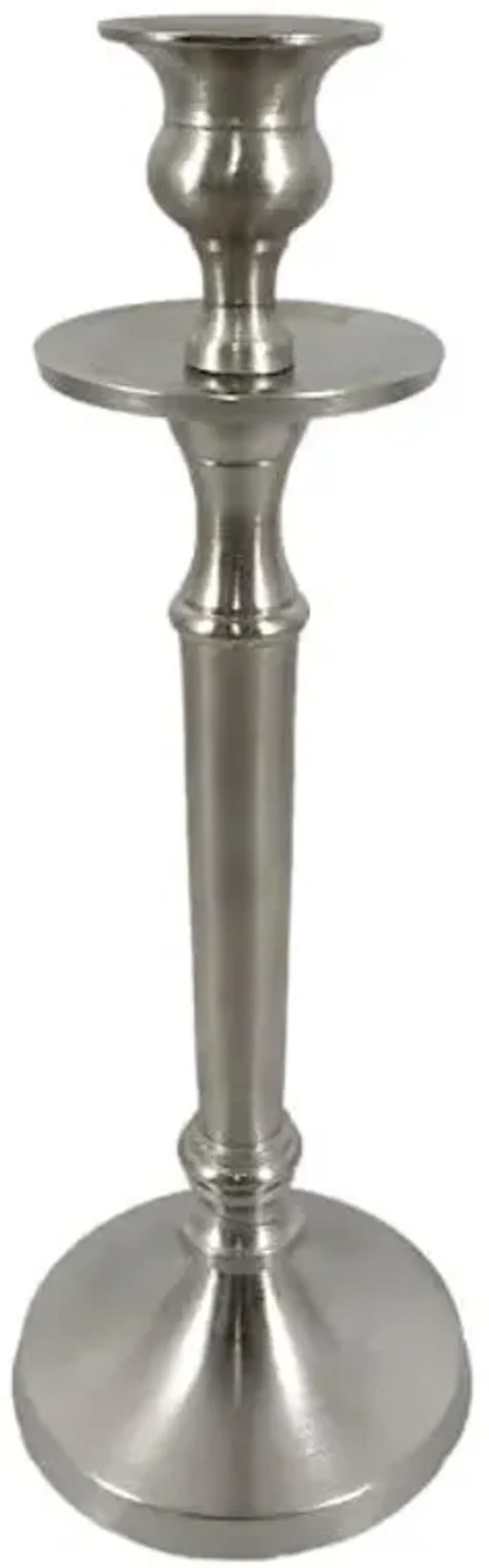 Matte Silver Taper Candle Holder, 10"
