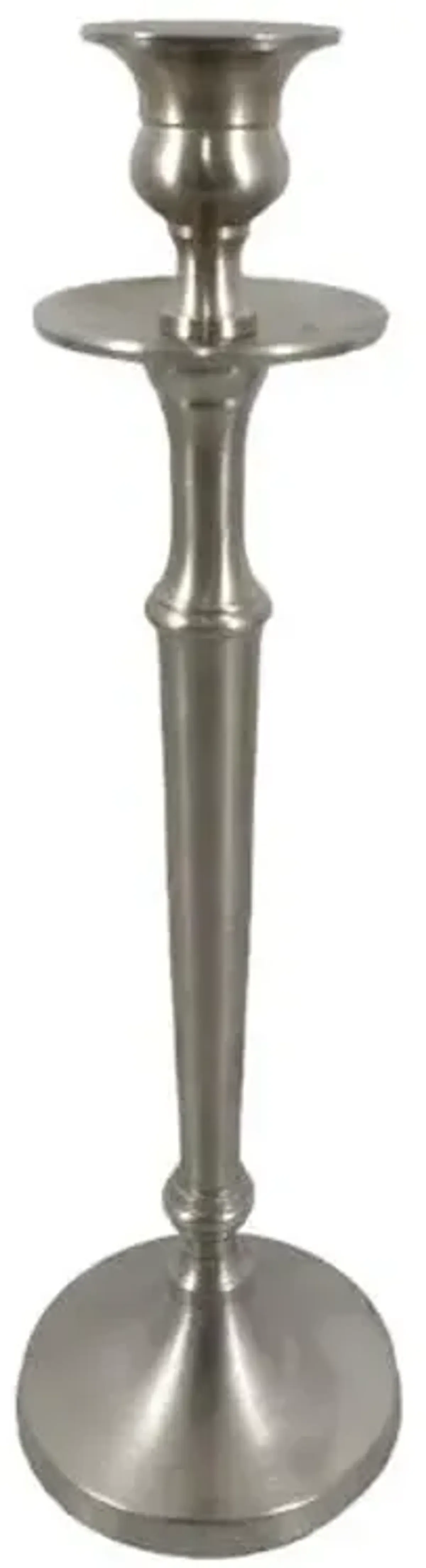 Matte Silver Taper Candle Holder, 12"