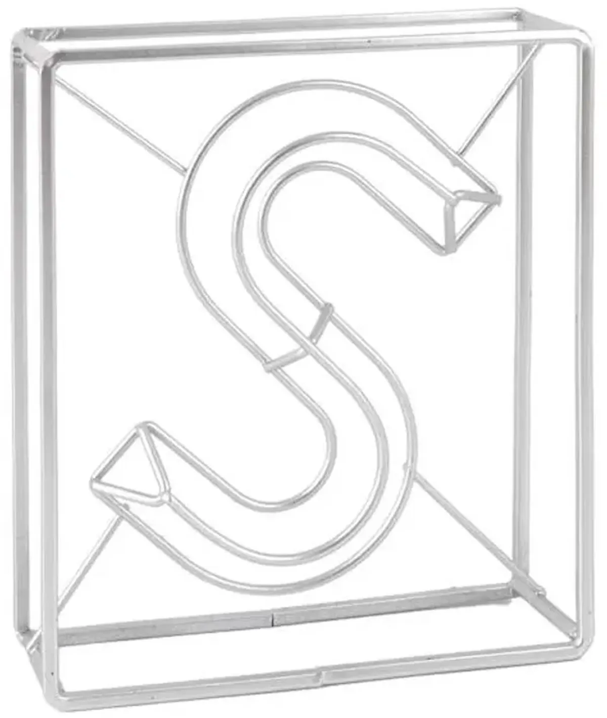 7" Silver Metal Letter Block Sign, S