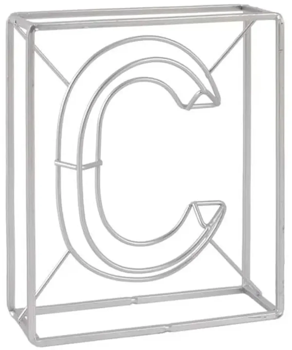 7" Silver Metal Letter Block Sign, C